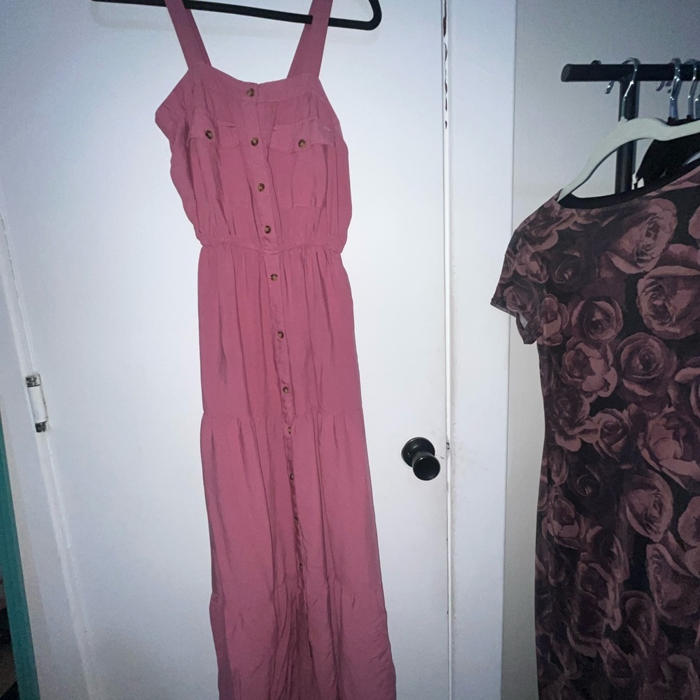 Charlotte Russe Pink Button-Front Maxi Dress
